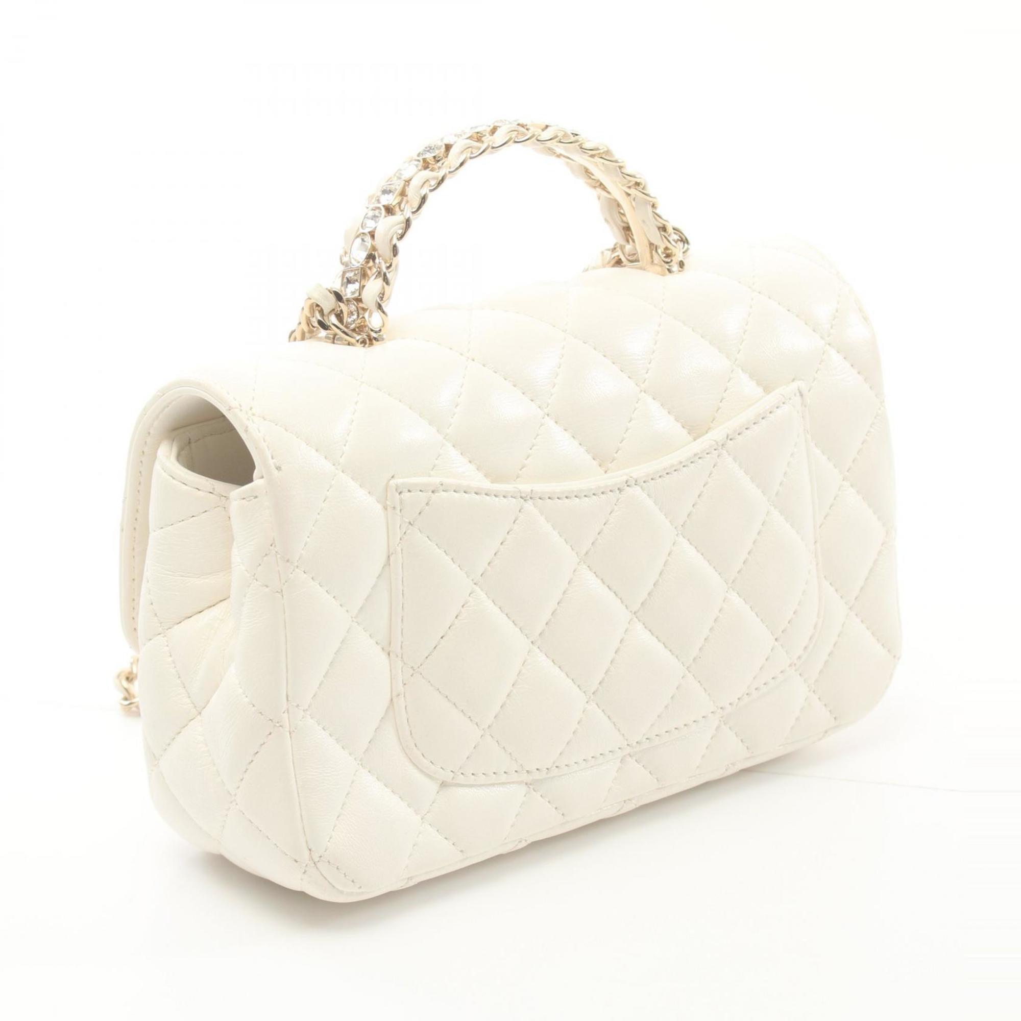 CHANEL Matelasse Shoulder Bag, Lambskin, Women's, White