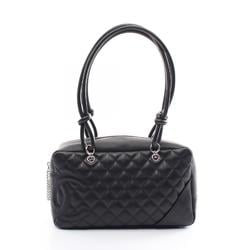 CHANEL Cambon Line Bowling Bag Shoulder Leather Women's Black A25171