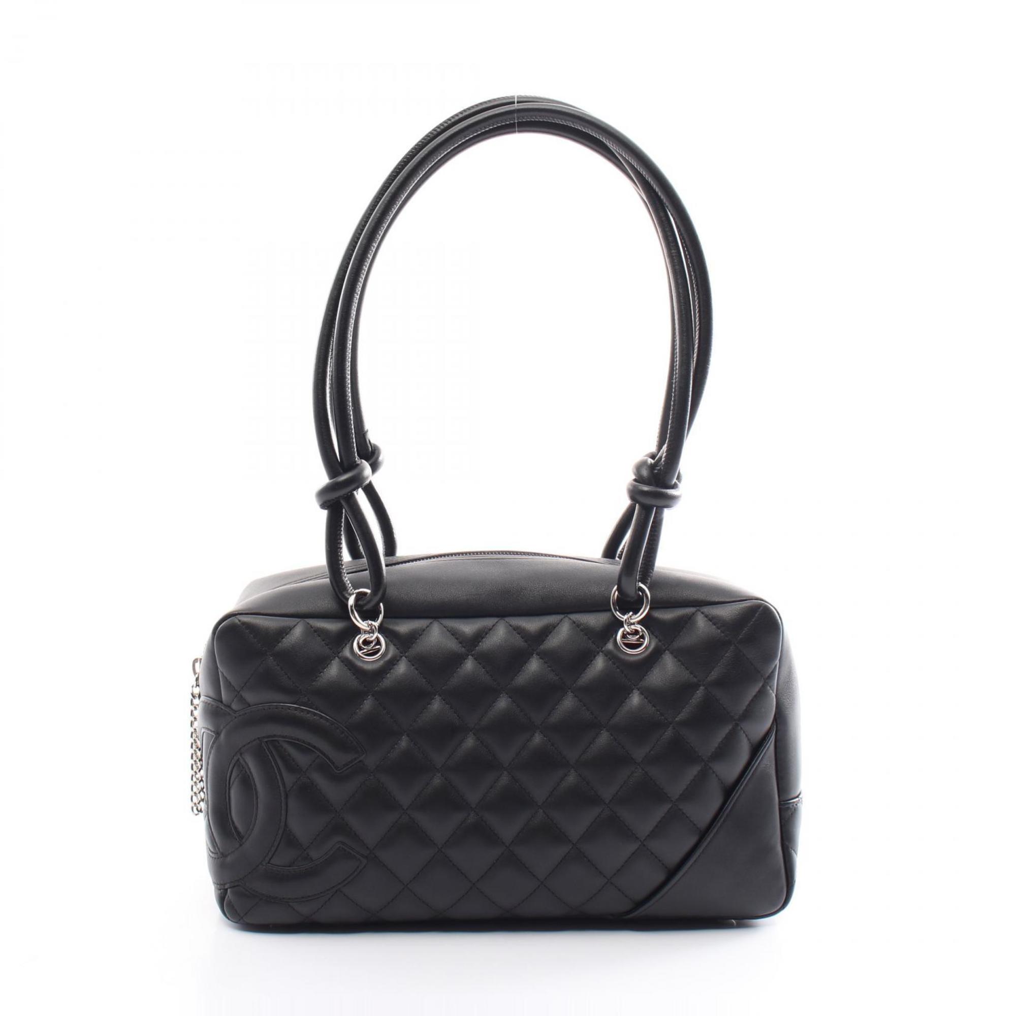 CHANEL Cambon Line Bowling Bag Shoulder Leather Women's Black A25171