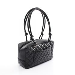 CHANEL Cambon Line Bowling Bag Shoulder Leather Women's Black A25171