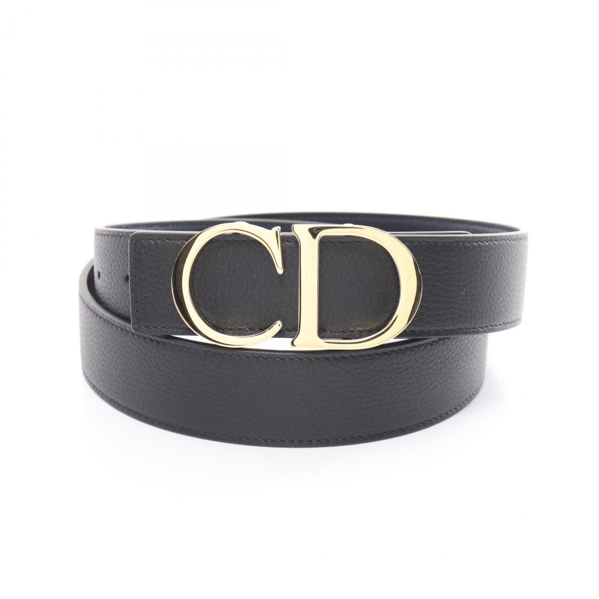 Christian Dior Dior CD Belt Clothing Leather Men's Black Navy 4353ORTAMH16Q95