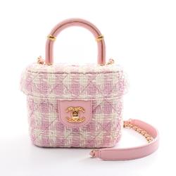 CHANEL Matelasse Handbag Bag Fabric Women's Pink White AS3973