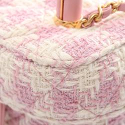 CHANEL Matelasse Handbag Bag Fabric Women's Pink White AS3973