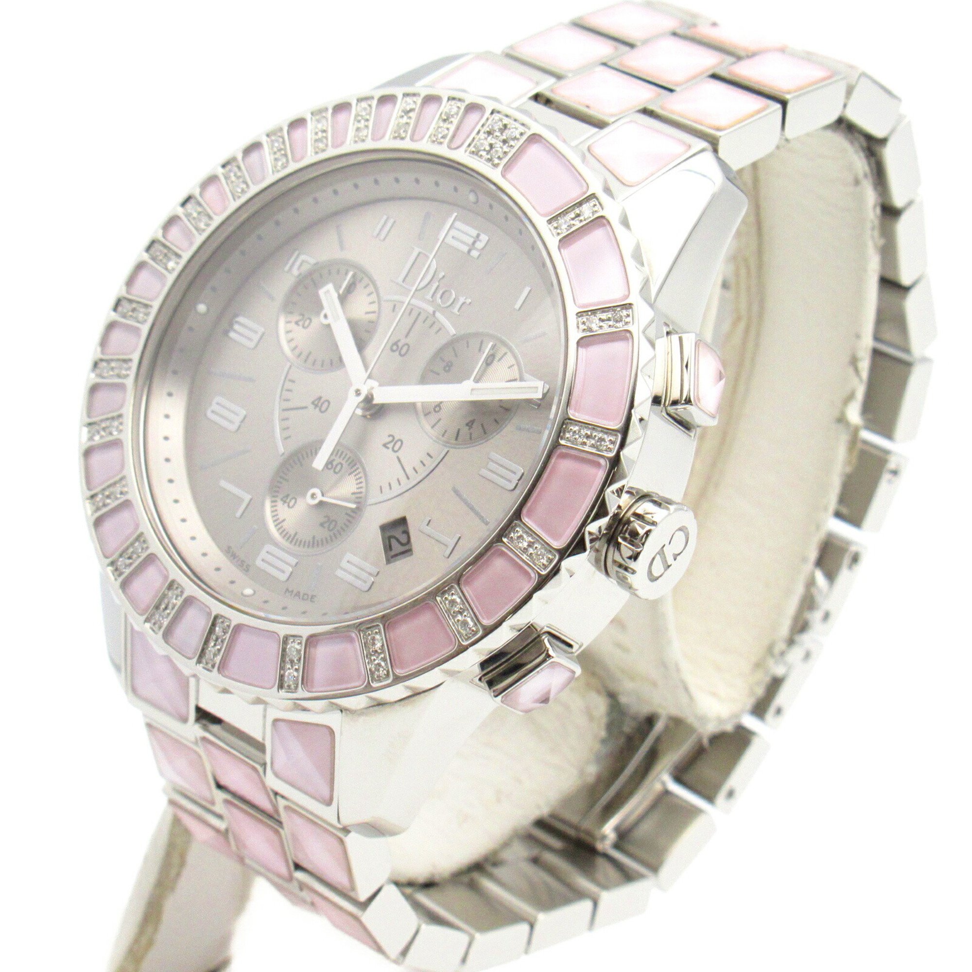 Dior Crystal Watch Stainless Steel Boys Silver CD114315