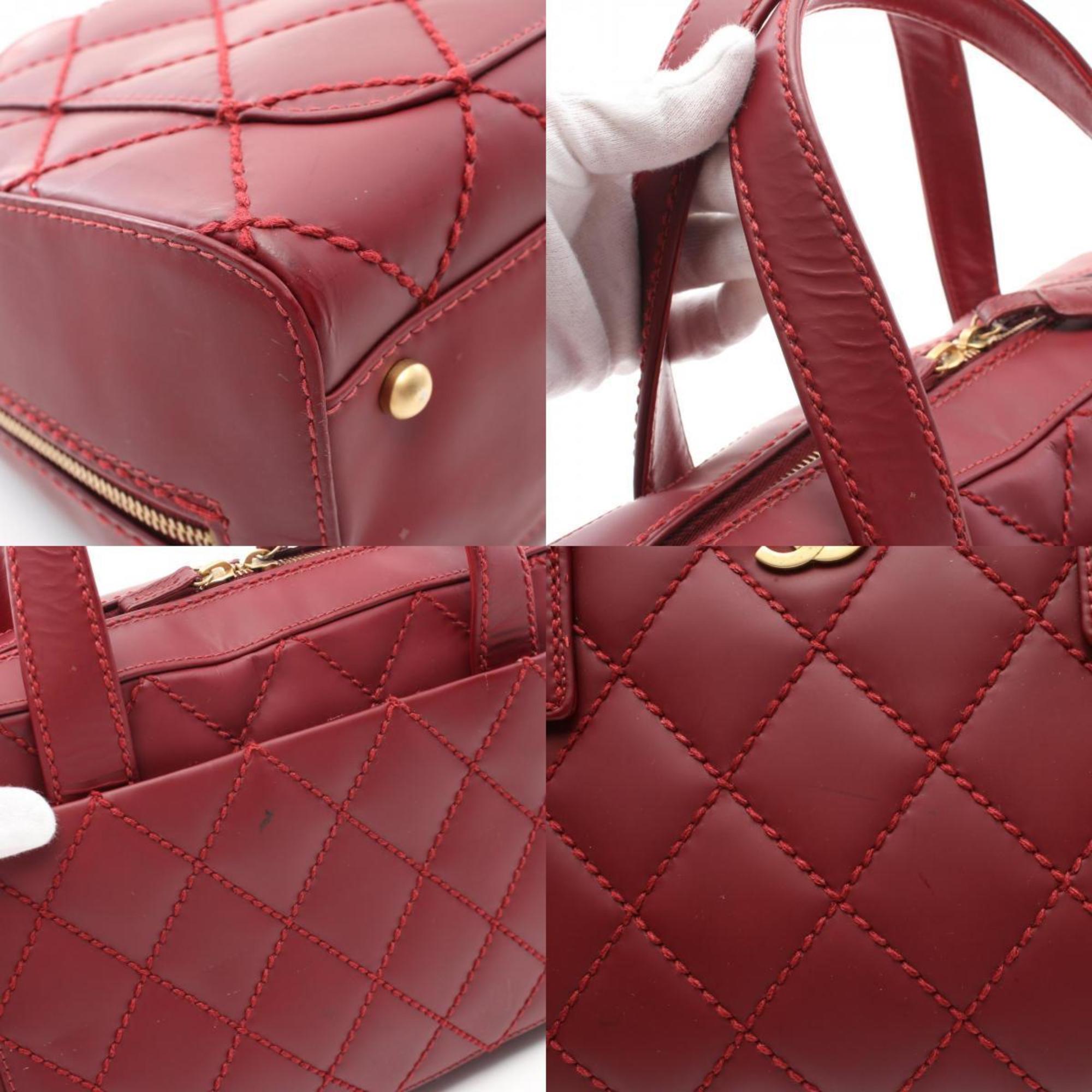 CHANEL Wild Stitch Coco Mark Handbag Bag Leather Women's Bordeaux