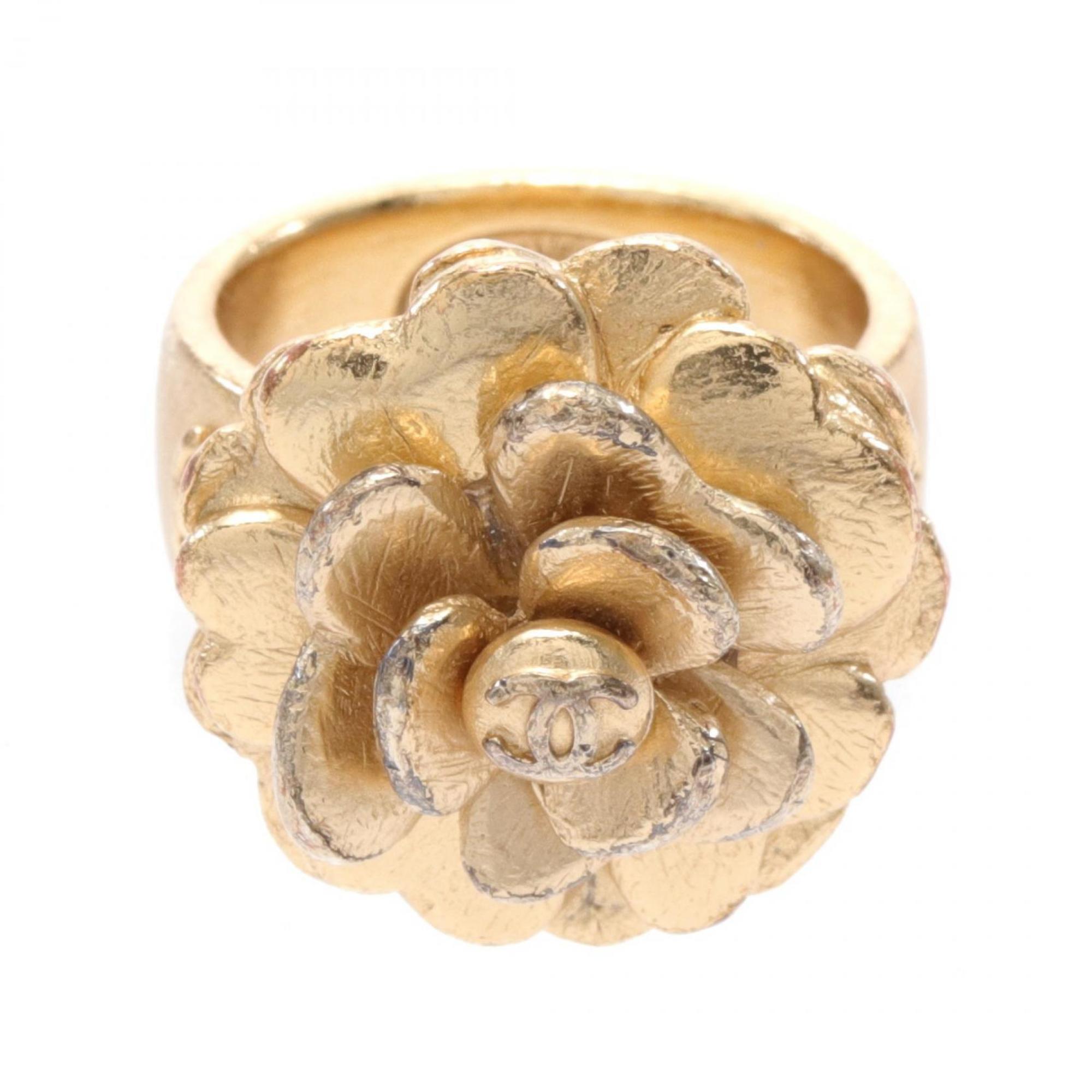 CHANEL Camellia Ring GP (Gold Plated) Women's Gold 03C