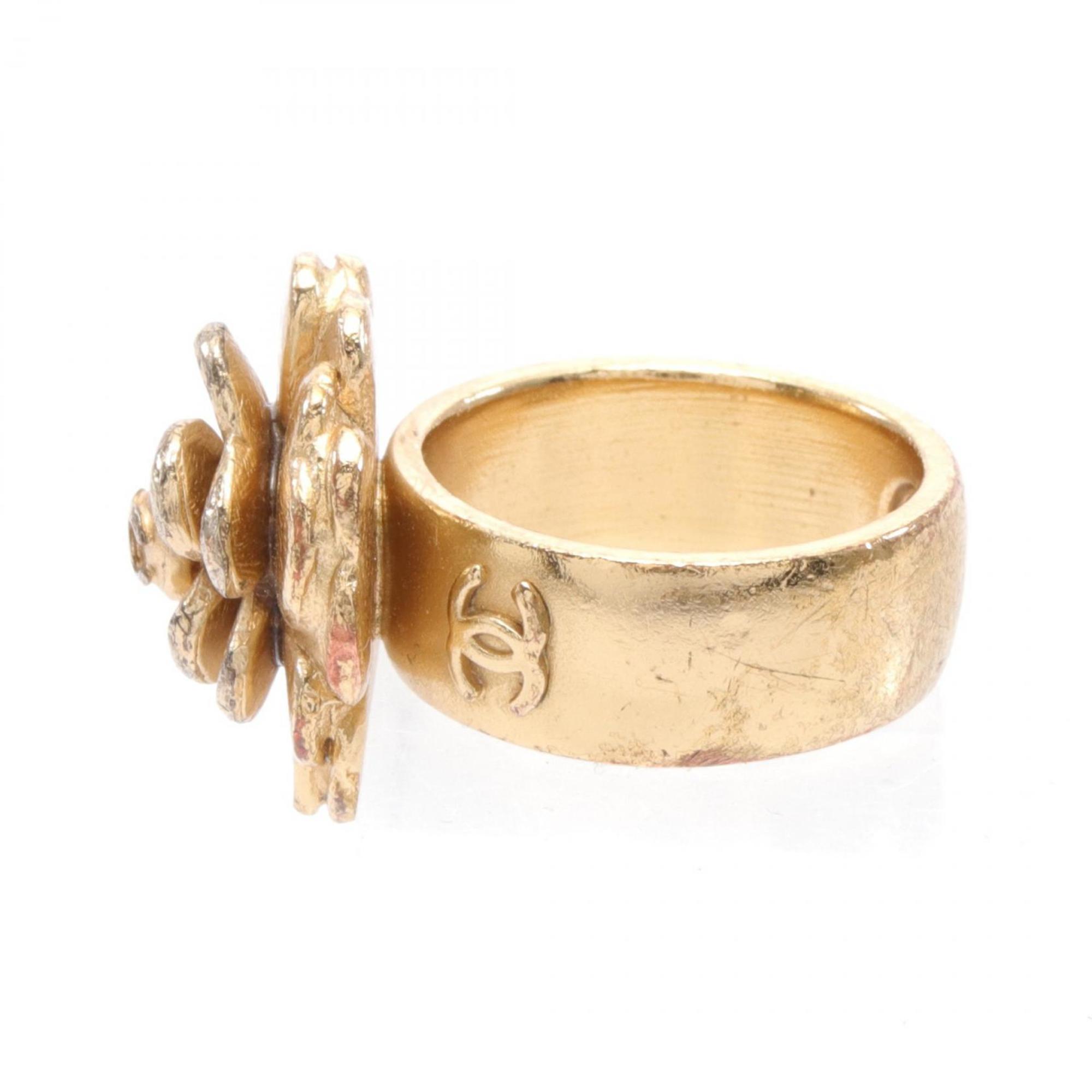 CHANEL Camellia Ring GP (Gold Plated) Women's Gold 03C