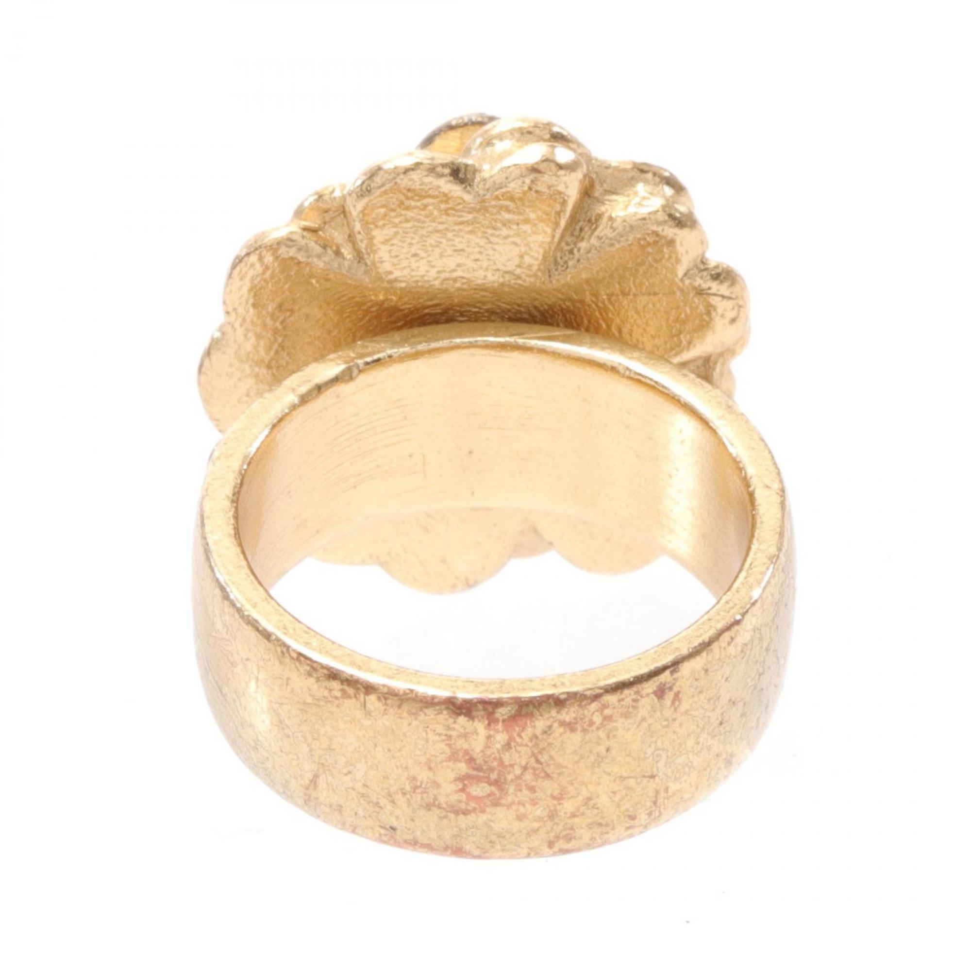 CHANEL Camellia Ring GP (Gold Plated) Women's Gold 03C