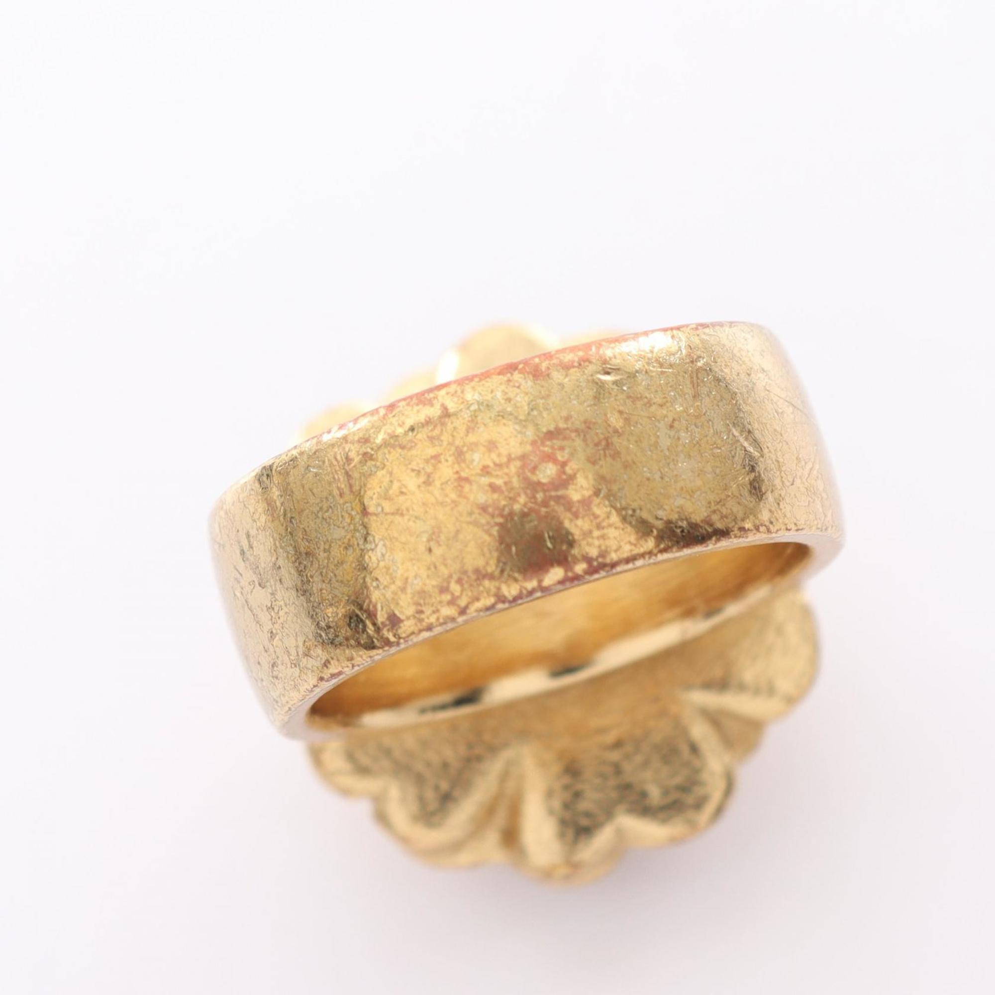 CHANEL Camellia Ring GP (Gold Plated) Women's Gold 03C