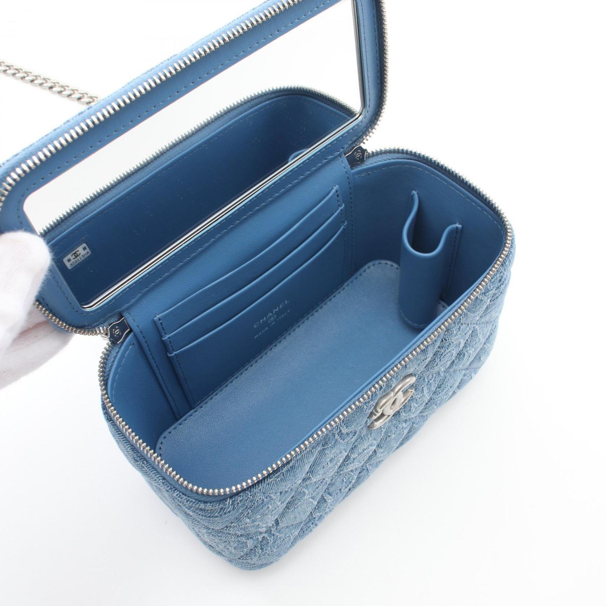 CHANEL Matelasse Vanity Shoulder Bag Denim Women's Blue AP3204