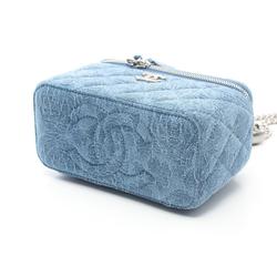 CHANEL Matelasse Vanity Shoulder Bag Denim Women's Blue AP3204