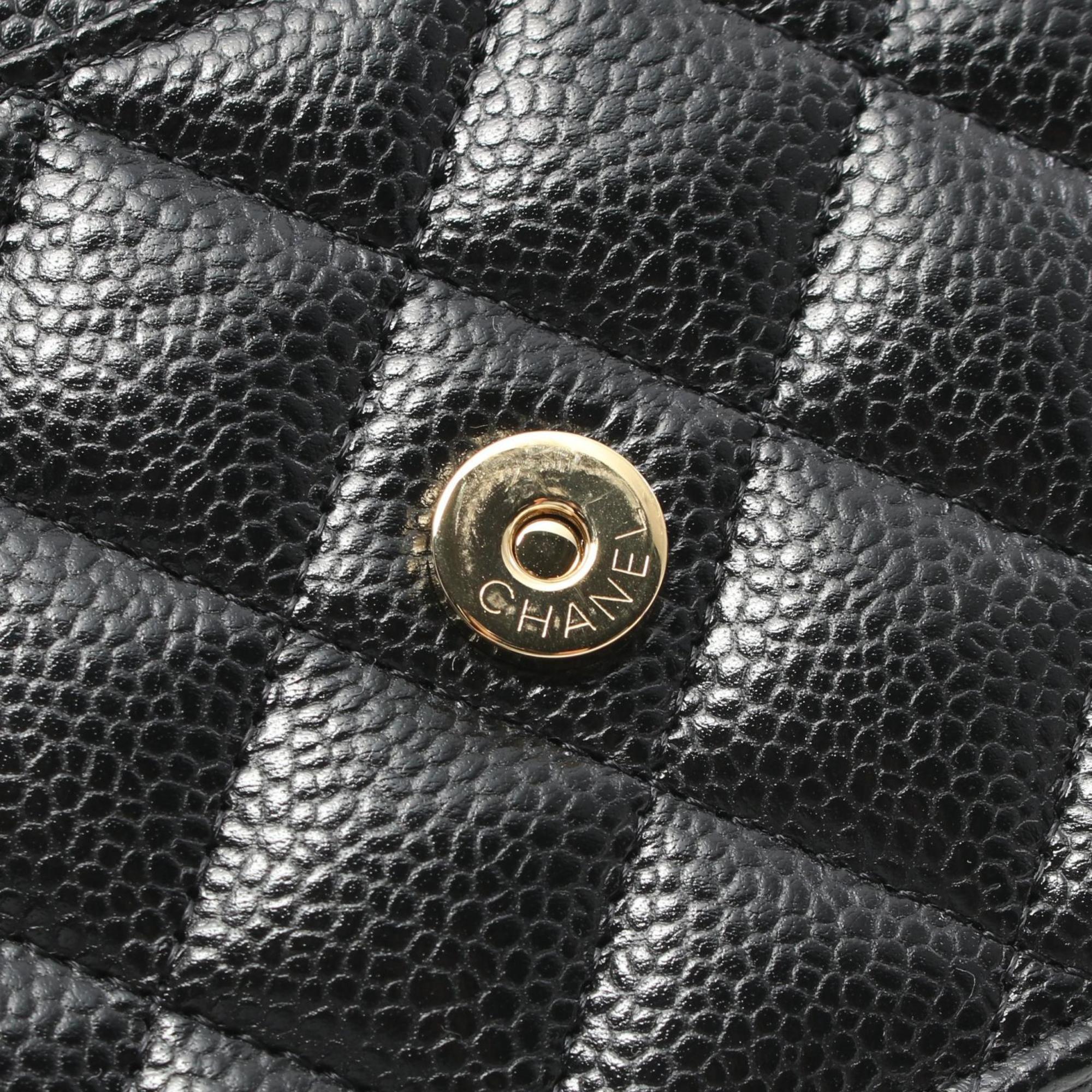 CHANEL Matelasse Shoulder Bag, Caviar Skin, Women's, Black, AP3035