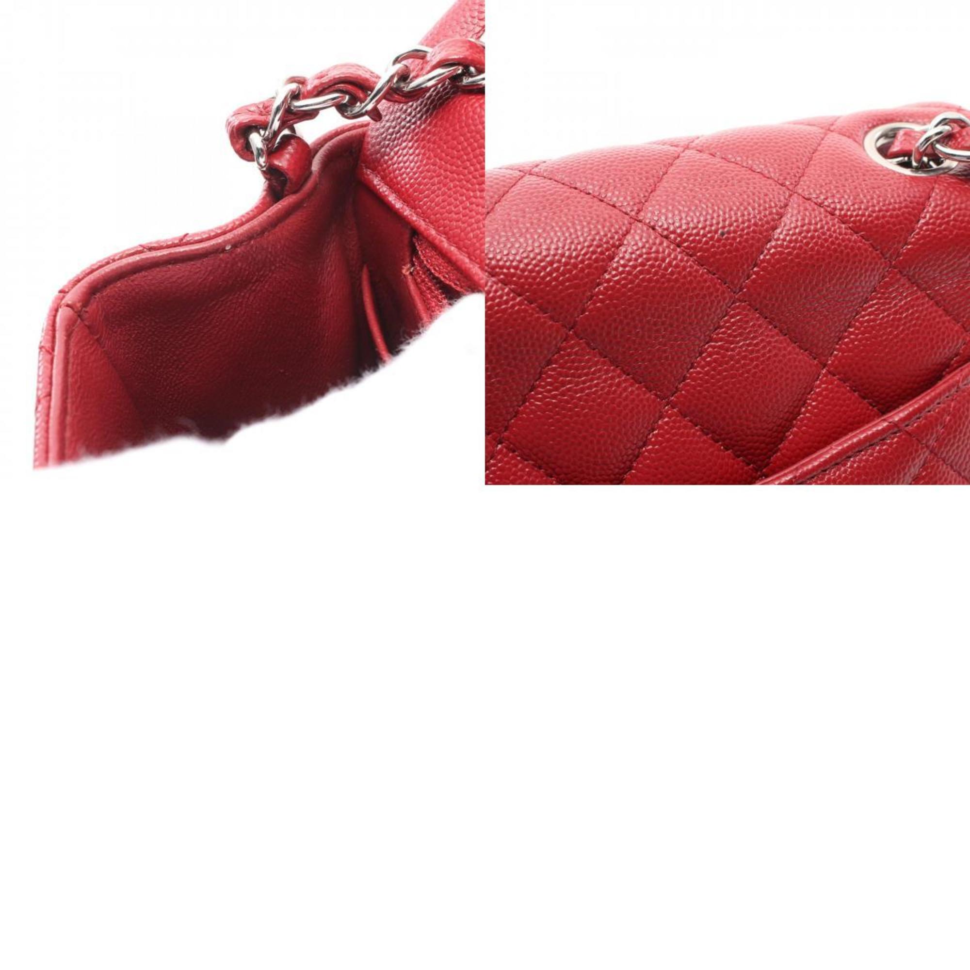 CHANEL Matelasse Shoulder Bag, Caviar Skin (Grained Calf), Women's, Red, A35200