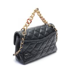 CHANEL Matelasse Coco Mark Shoulder Bag, Lambskin, Women's, Black