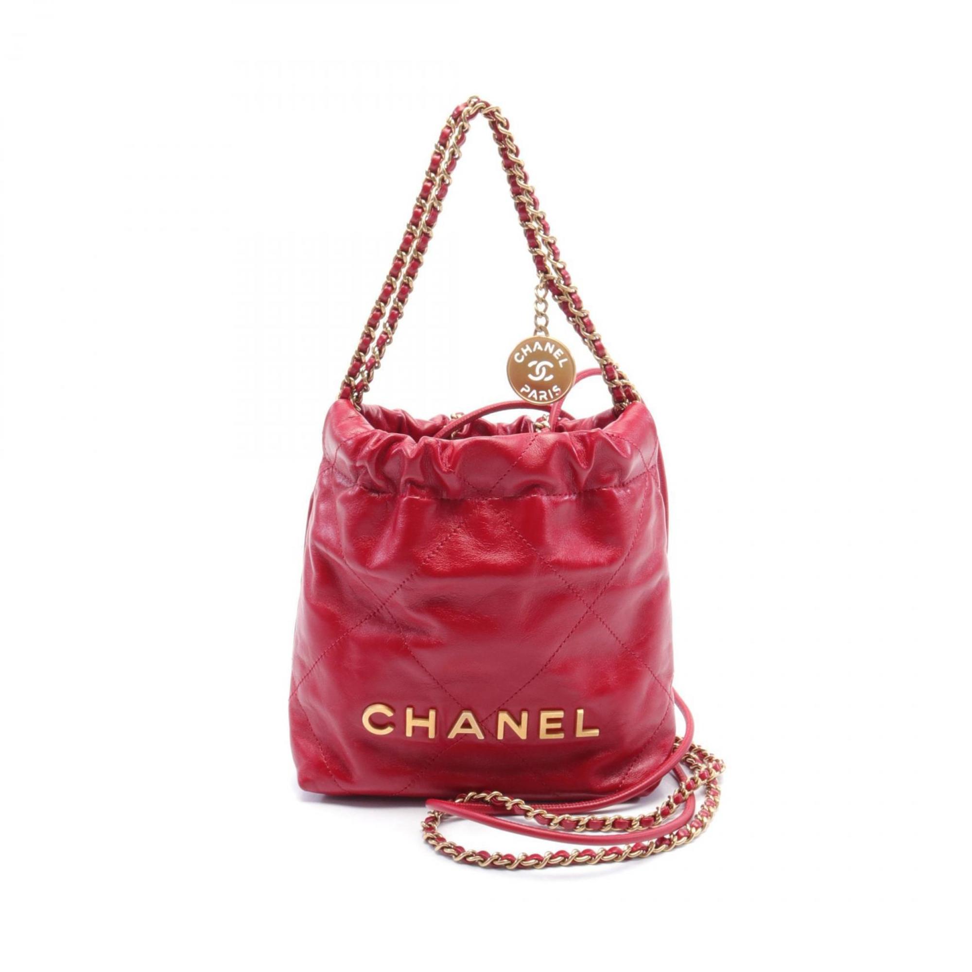 CHANEL Chanel 22 Shoulder Bag Leather Women's Red