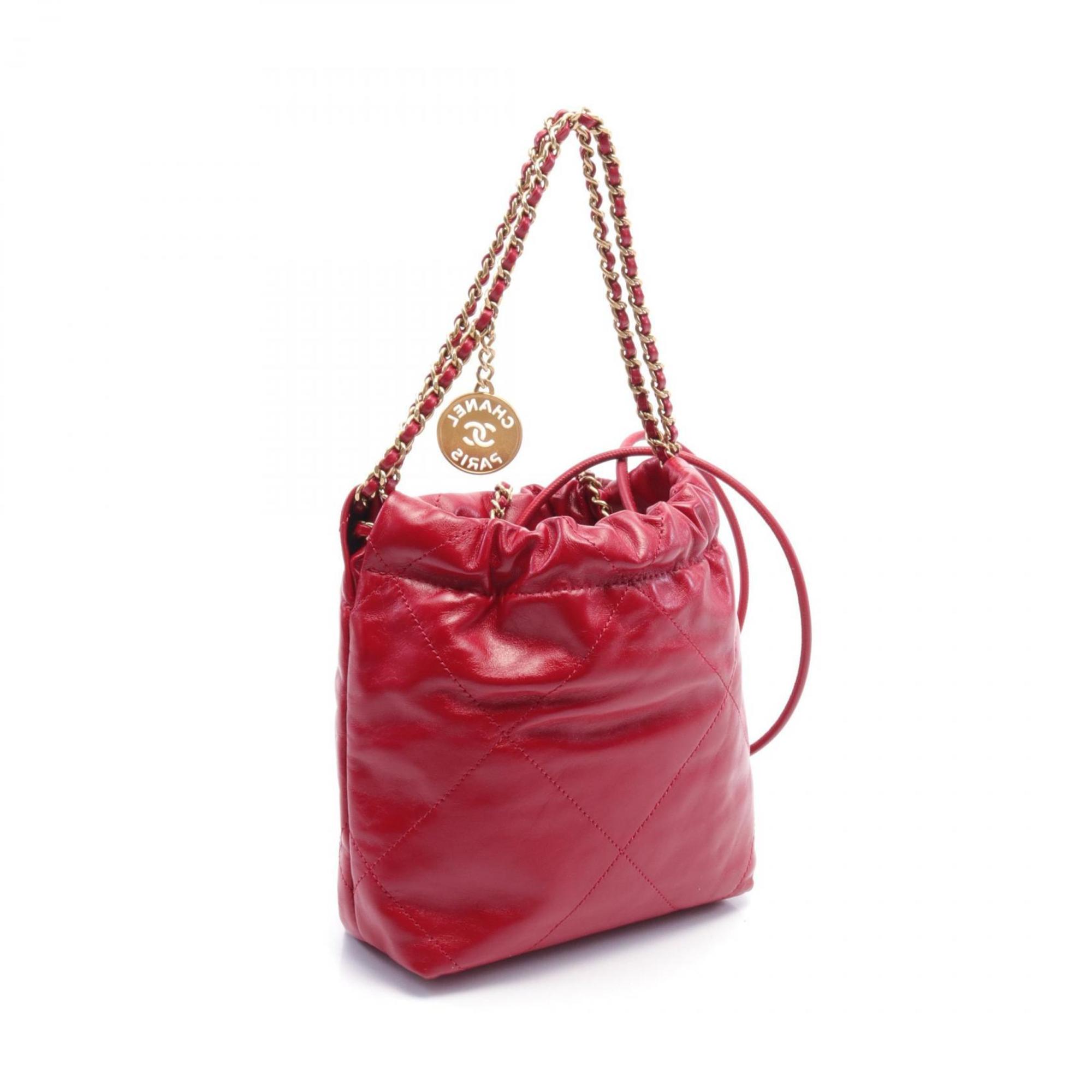 CHANEL Chanel 22 Shoulder Bag Leather Women's Red