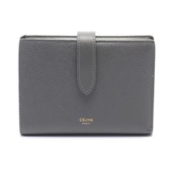 CELINE Medium Strap Wallet Bi-fold Leather Women's Grey 10B643BFP