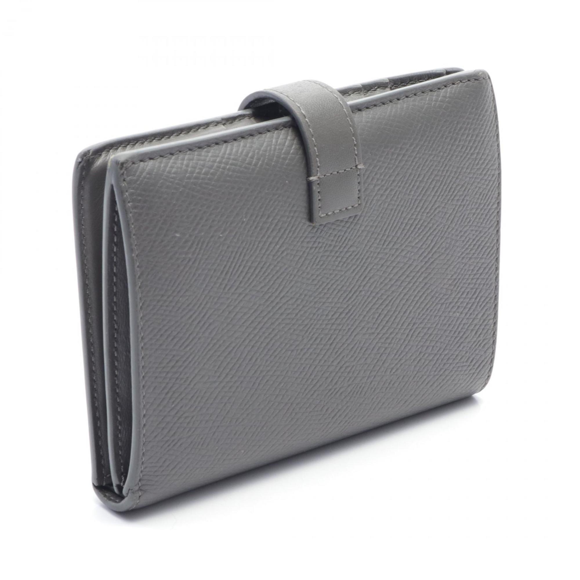 CELINE Medium Strap Wallet Bi-fold Leather Women's Grey 10B643BFP