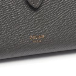 CELINE Medium Strap Wallet Bi-fold Leather Women's Grey 10B643BFP