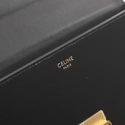 CELINE Triomphe Shoulder Bag Leather Women's Black 110803BF438NO