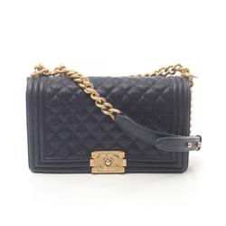 CHANEL Boy Chanel Matelasse Shoulder Bag Caviar Skin (Grained Calf) Women's Navy A67086