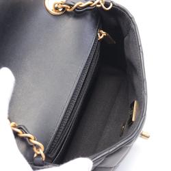 CHANEL Matelasse Shoulder Bag Leather Women's Black