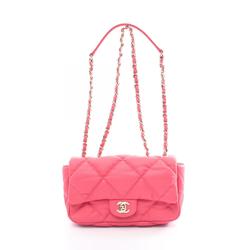 CHANEL Matelasse Shoulder Bag Leather Women's Pink