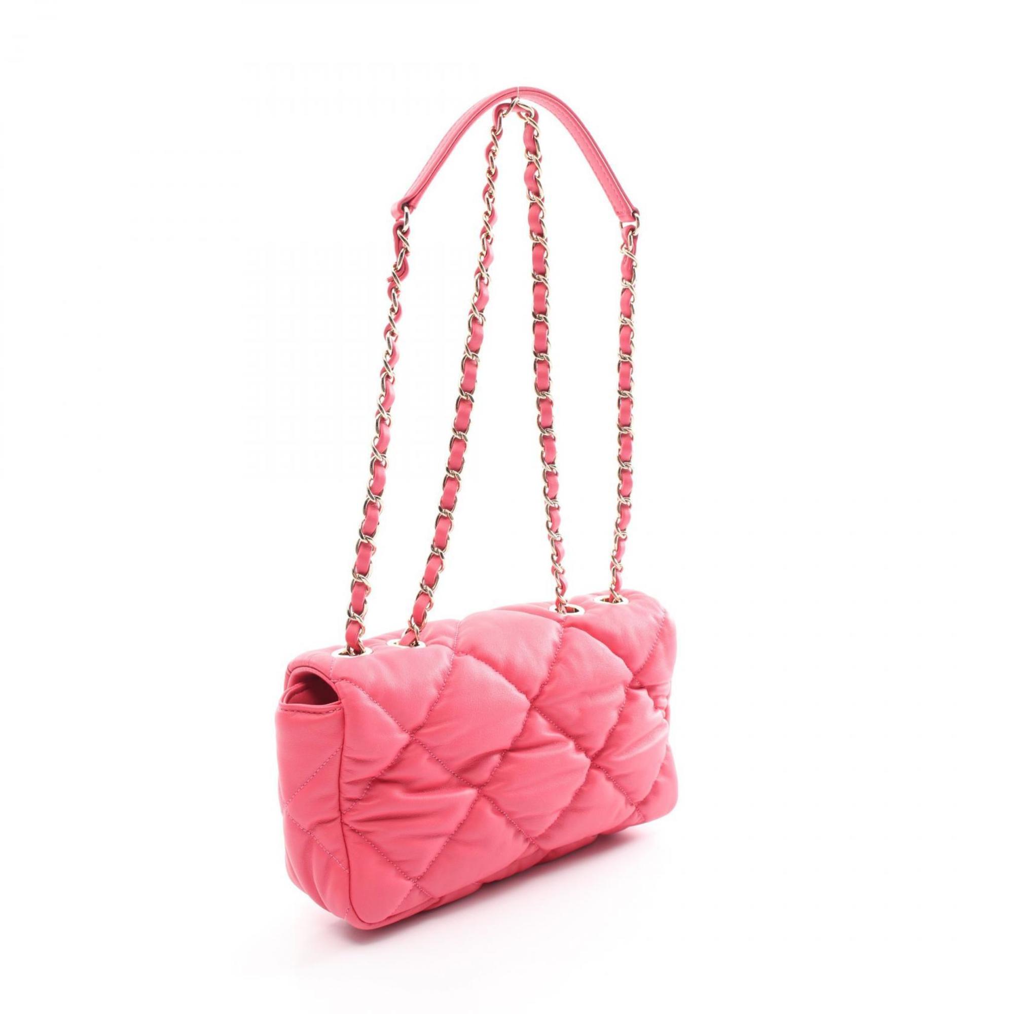 CHANEL Matelasse Shoulder Bag Leather Women's Pink