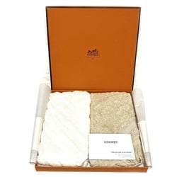 Hermes Beige White Hand Towel Set Accessories Handkerchiefs Men's Women's