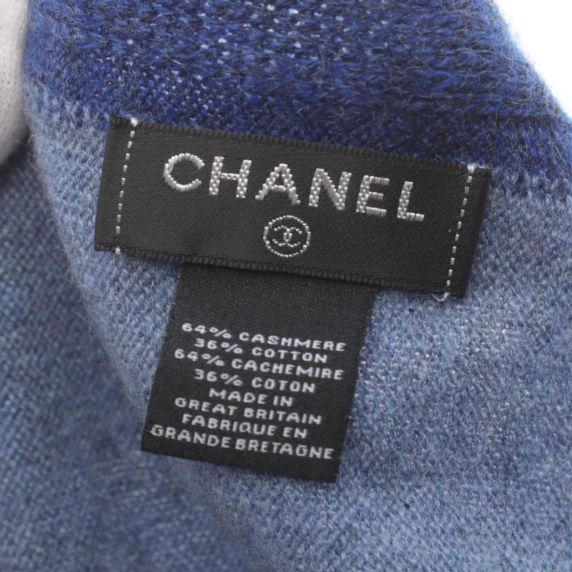 CHANEL Coco Mark Scarf Clothing Cashmere Women's Blue