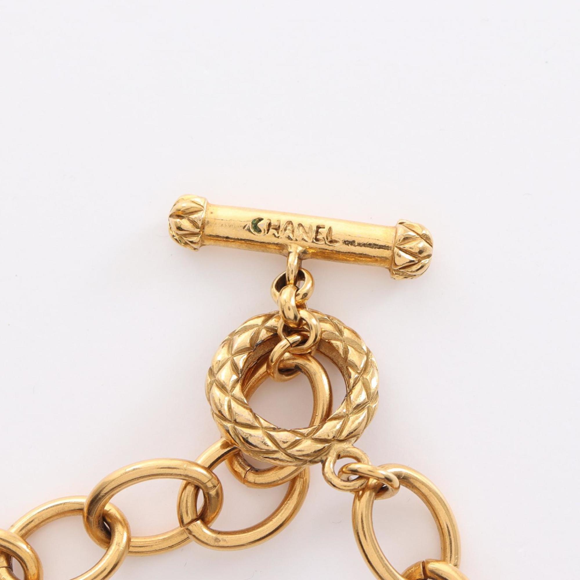 CHANEL Coco Mark Long Necklace GP (Gold Plated) Women's Gold