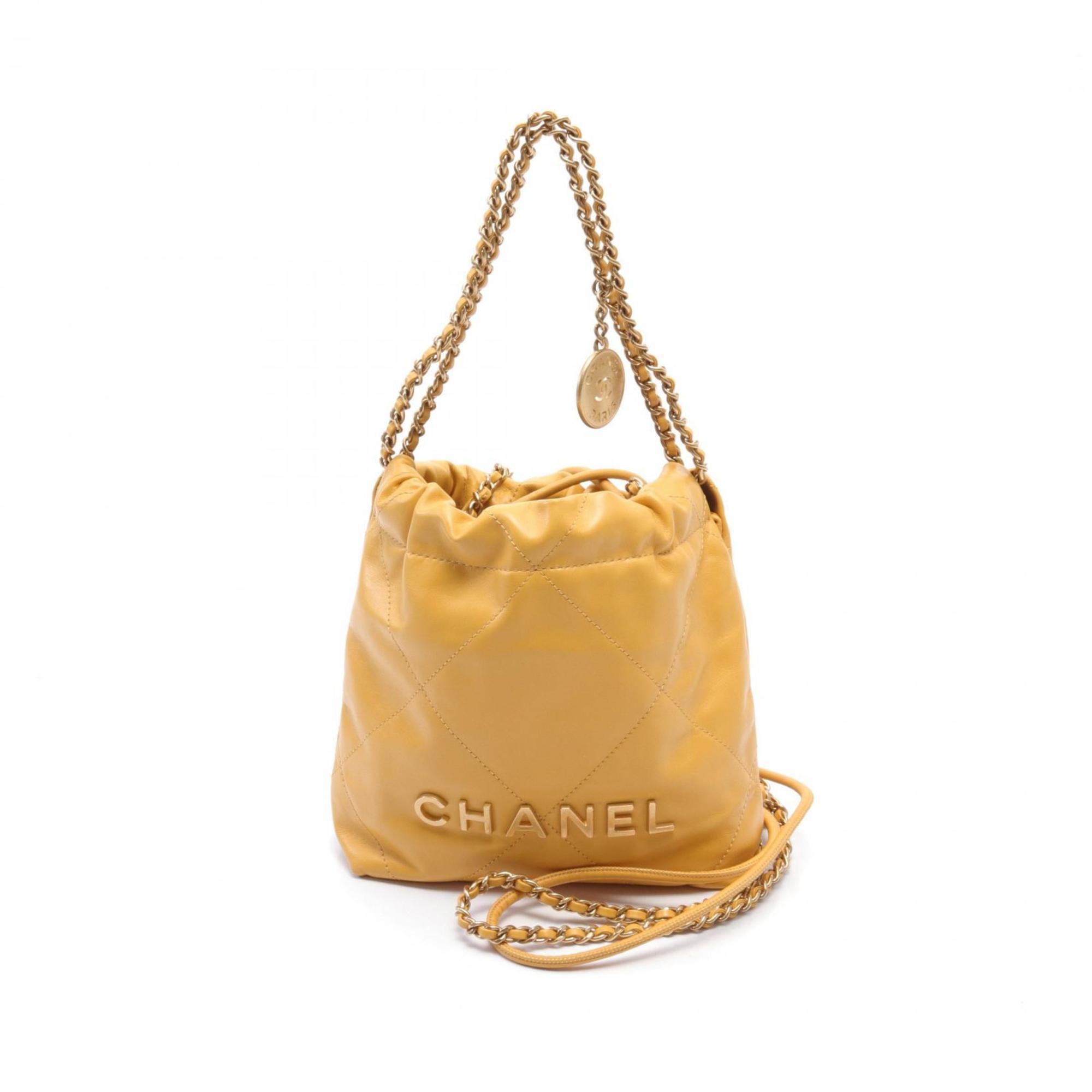 CHANEL Chanel 22 Shoulder Bag Leather Women's Yellow