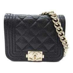 CHANEL Boy Chanel Chain Pochette Shoulder Bag Caviar Skin (Grained Calf) Women's Black