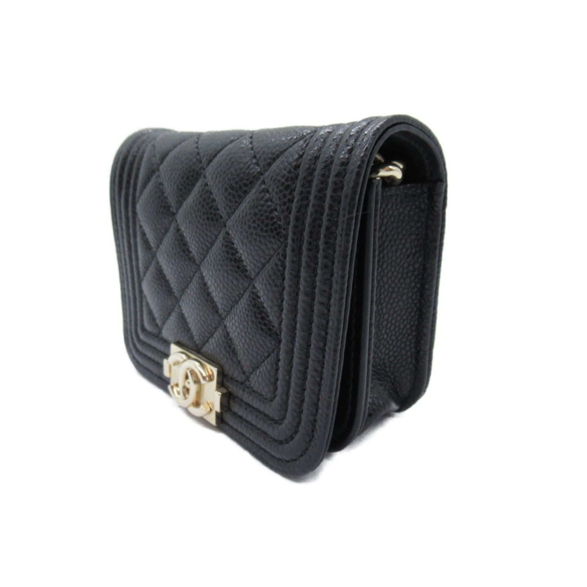 CHANEL Boy Chanel Chain Pochette Shoulder Bag Caviar Skin (Grained Calf) Women's Black