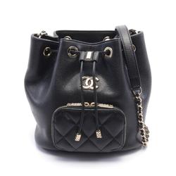 CHANEL Matelasse Bucket Bag Shoulder Caviar Skin (Grained Calf) Women's Black AS2353