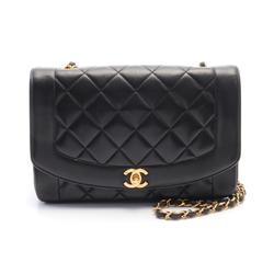 CHANEL Matelasse Diana Flap Shoulder Bag, Lambskin, Women's, Black, A01165