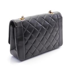 CHANEL Matelasse Diana Flap Shoulder Bag, Lambskin, Women's, Black, A01165