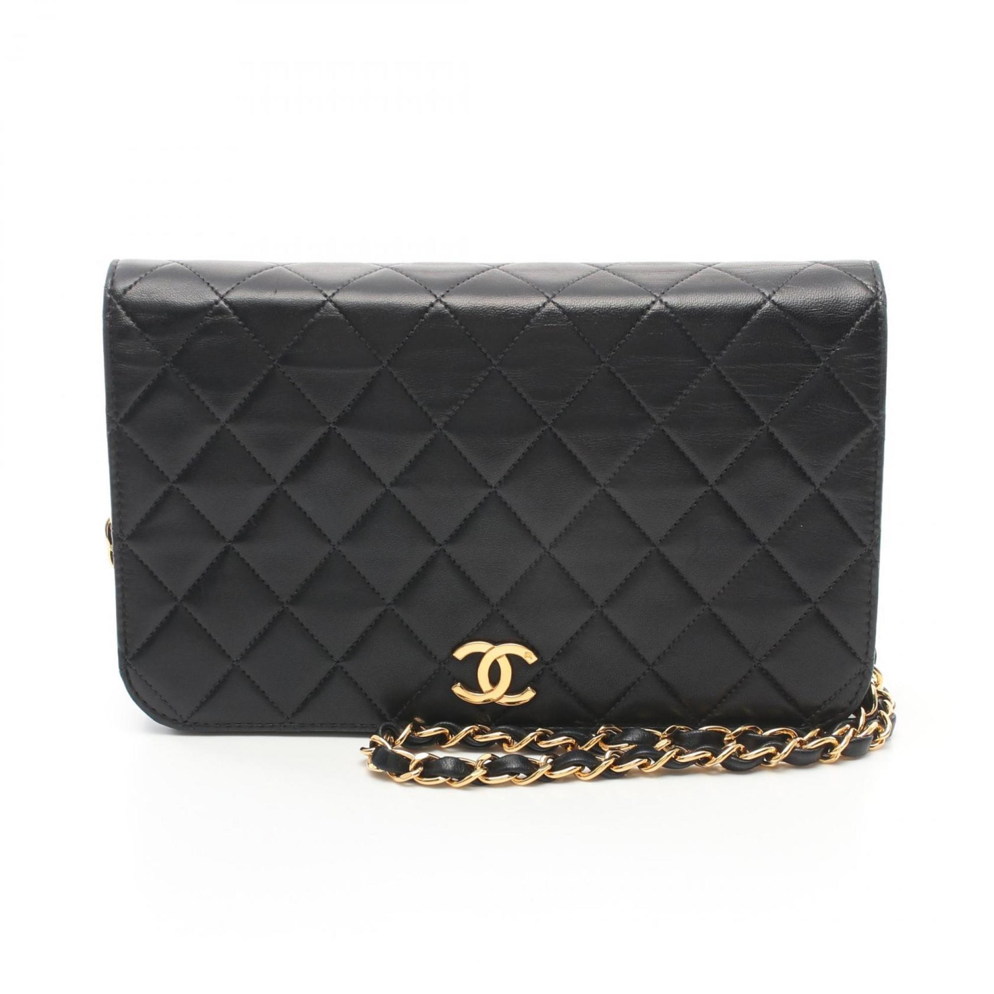 CHANEL Matelasse Full Flap Shoulder Bag, Lambskin, Women's, Black