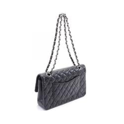 CHANEL Matelasse W-Flap Shoulder Bag Caviar Skin (Grained Calf) Women's Black A01112