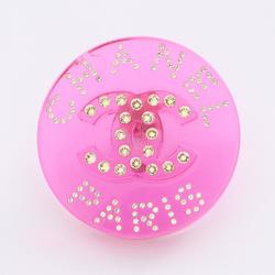 CHANEL Coco Mark Pin Brooch Plastic Rhinestone Women's Pink Clear