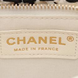 CHANEL Shoulder Bag Raffia Effect Tweed Women's White Black AS3944