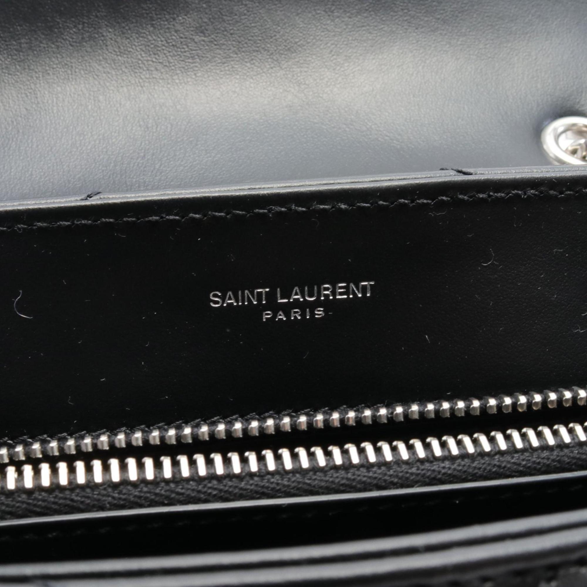 Saint Laurent Cassandra Shoulder Bag Leather Women's Black 494699DV7261000