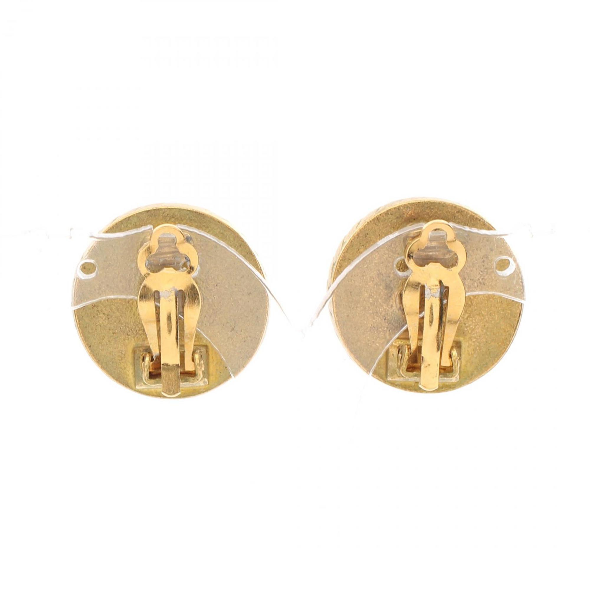 CHANEL Coco Mark Earrings GP (Gold Plated) Women's Black Gold 94A