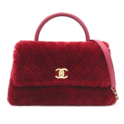 CHANEL Coco Handle 2way Shoulder Bag Leather Women's Bordeaux AP044283