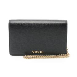 GUCCI Shoulder Bag Leather Women's Black 7726430OP0N1000