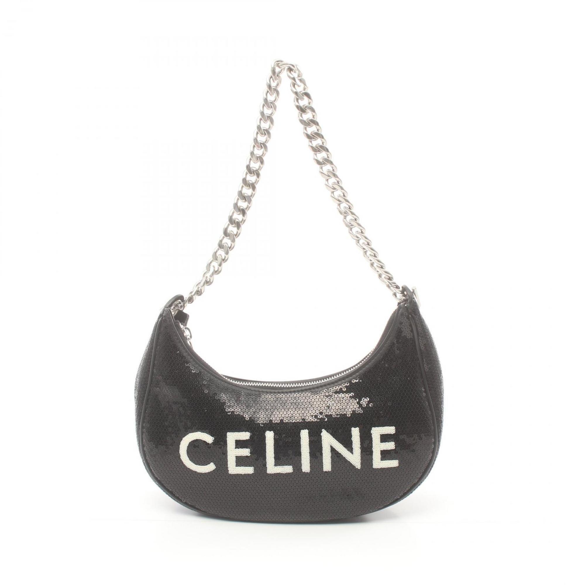 CELINE Medium Abba Handbag Bag Leather Women's Black White 199583ENQ38AW