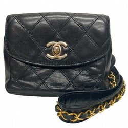 CHANEL Bicolor Chain Black Bag Waist Pouch for Women