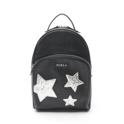 Furla Frida Star Backpack Bag Leather Women's Black Silver