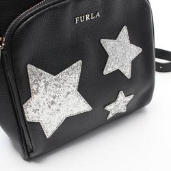 Furla Frida Star Backpack Bag Leather Women's Black Silver