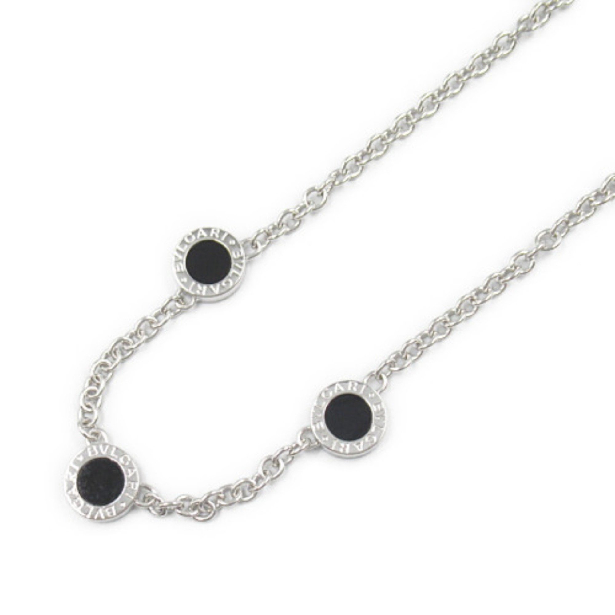 BVLGARI Onyx Diamond Necklace K18WG (White Gold) Ladies Clear Black